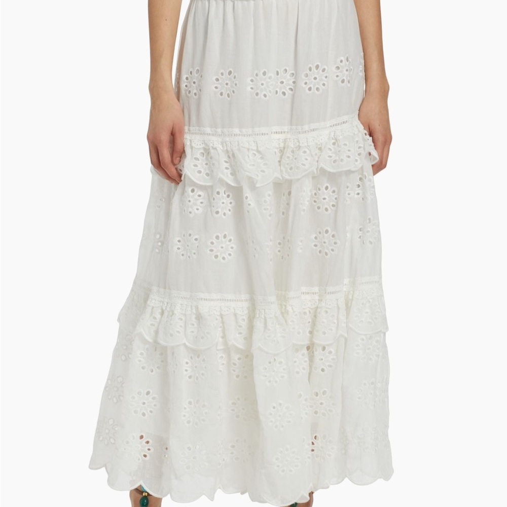 Elegant White Eyelet Maxi Skirt